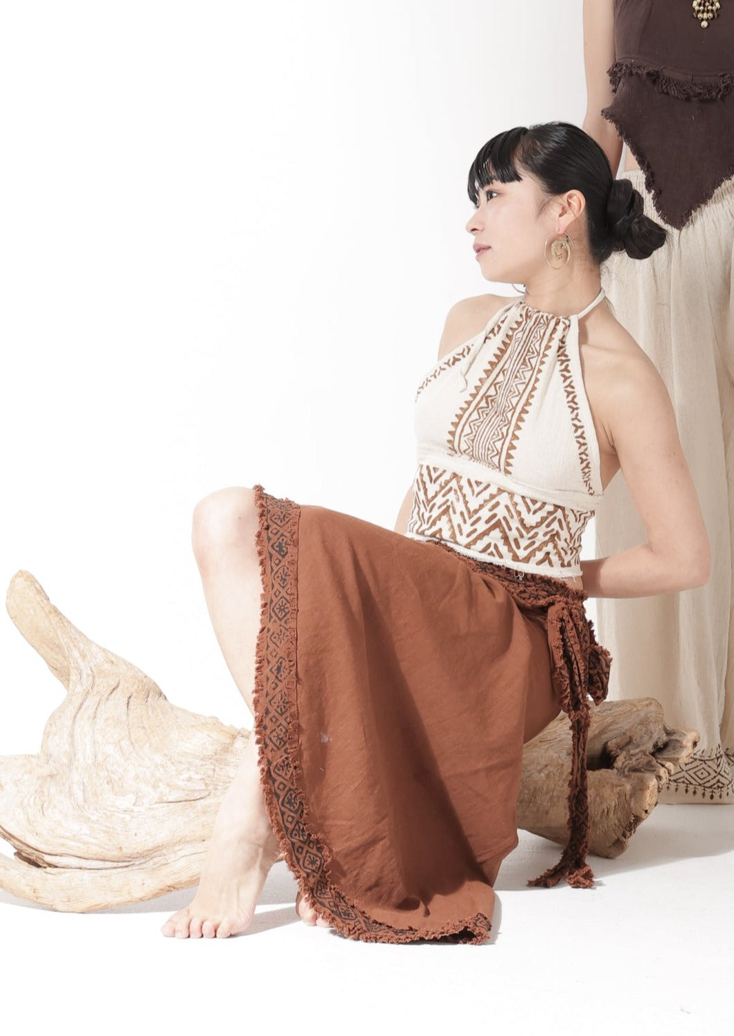 ★新品★salsation サルセーション クロップトップス ダークブラウン　Ｌ Tribal Earth] トライバルサッシュ・ホルタークロップトップス | KujA