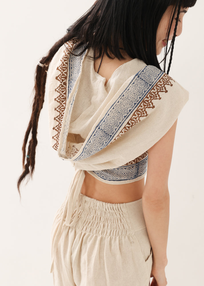 [セットアップ] tribal breeze 編み上げ2wayフーディトップス＆ハーフパンツ
