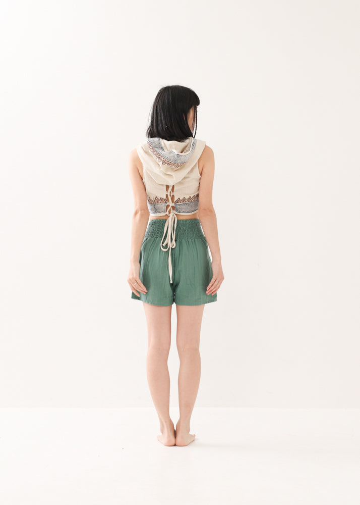 [セットアップ] tribal breeze 編み上げ2wayフーディトップス＆ハーフパンツ