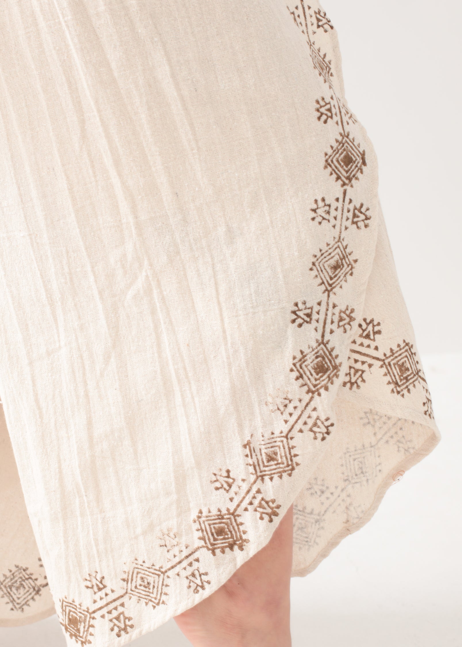 [KujA goddess] 手織りカディコットン Shanti デザインフレアパンツ