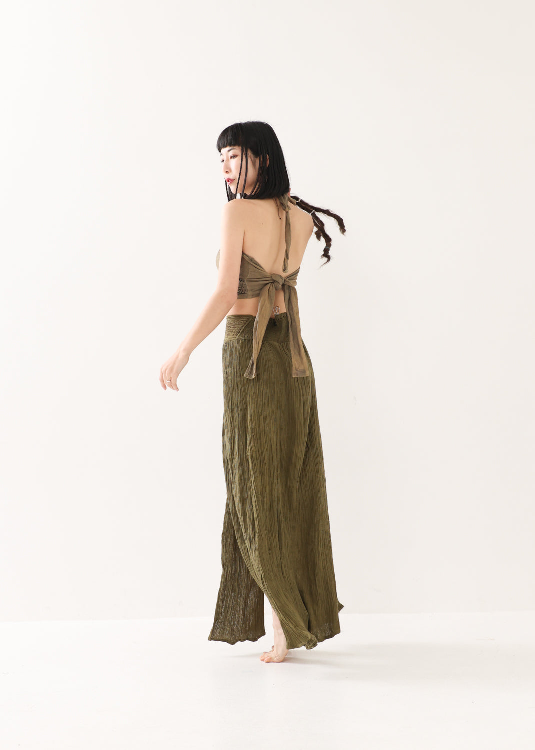 [KujA goddess] ブロックプリント・エジプシャンスカート (Olive)