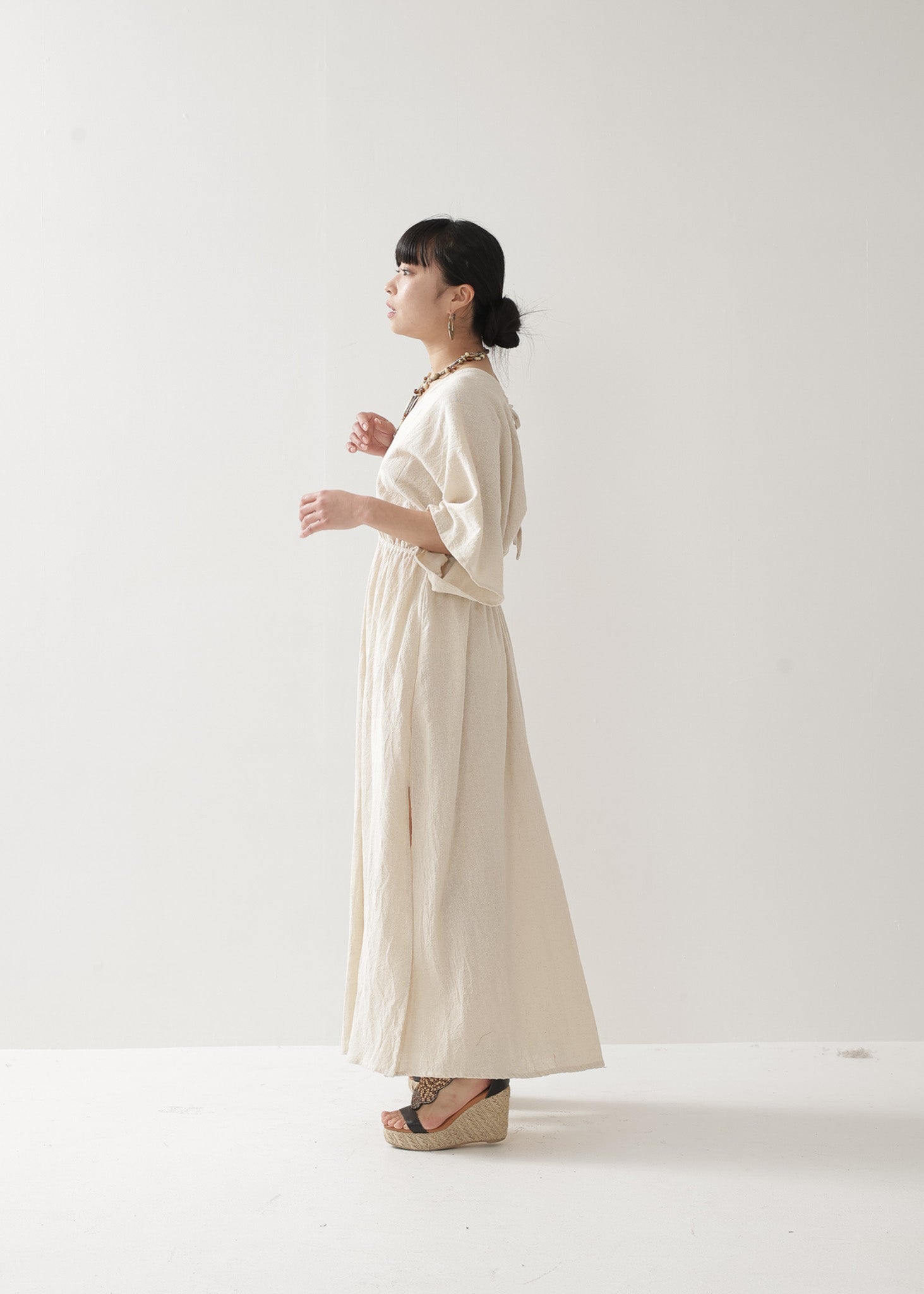 [KujA goddess] 手織りオーガニック・カディコットン・カイトドレス