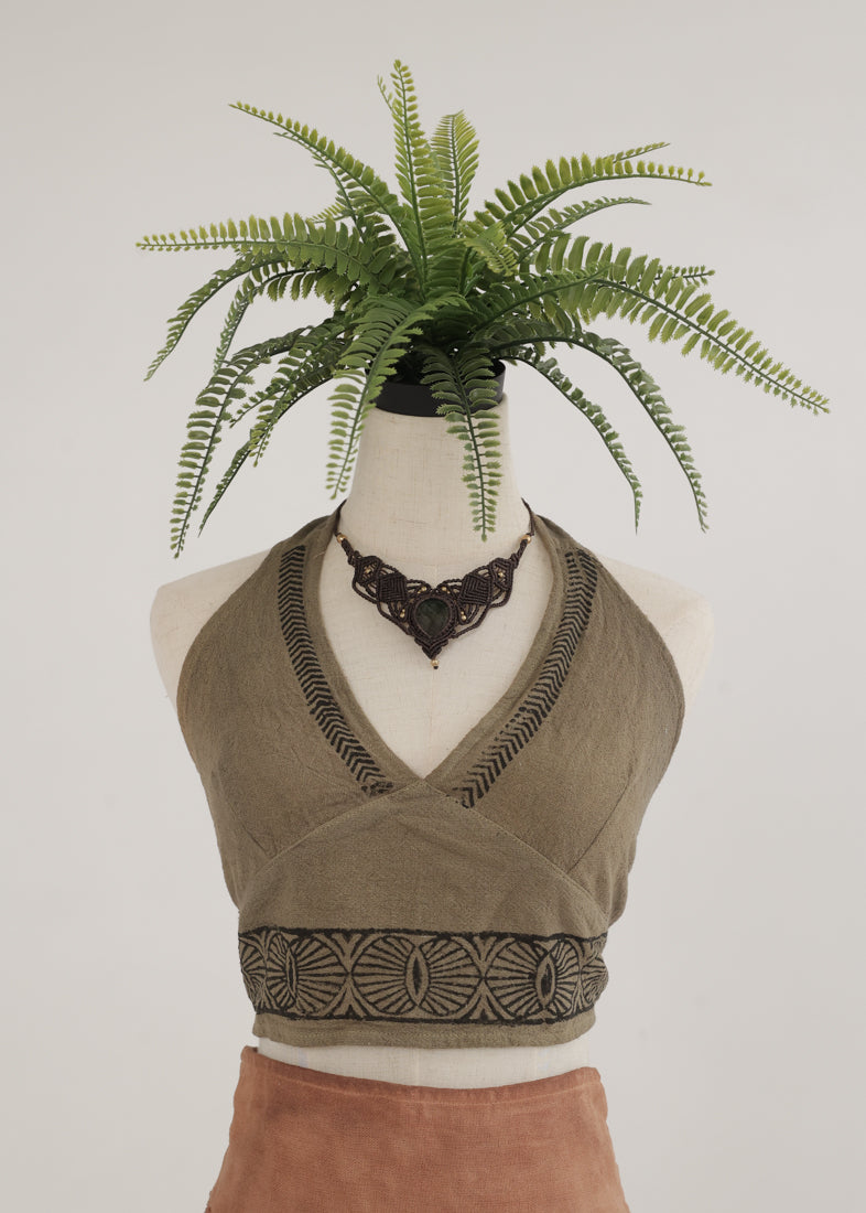 [Tribal Earth] Vネックホルタークロップトップス 全2色