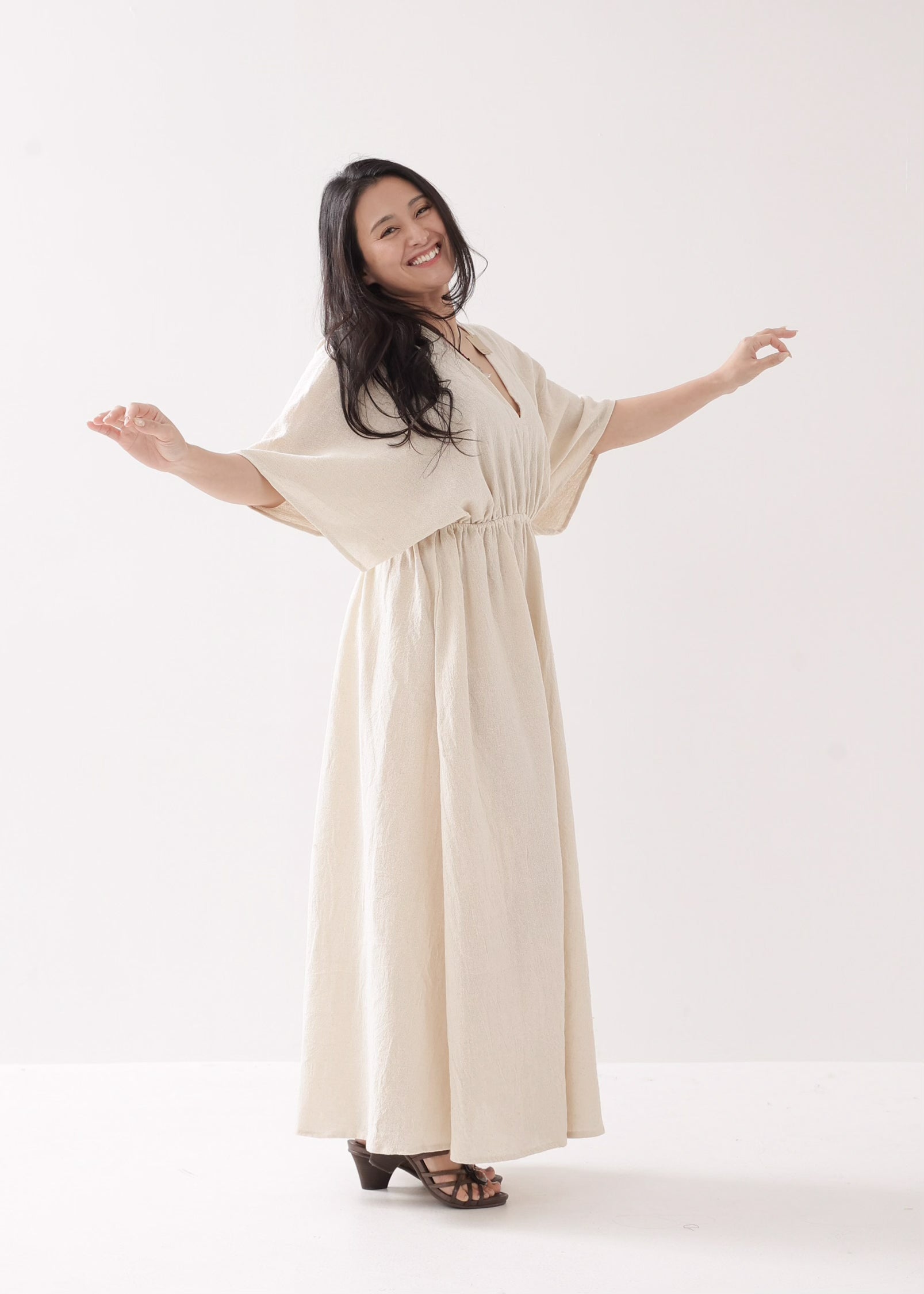 [KujA goddess] 手織りオーガニック・カディコットン・カイトドレス