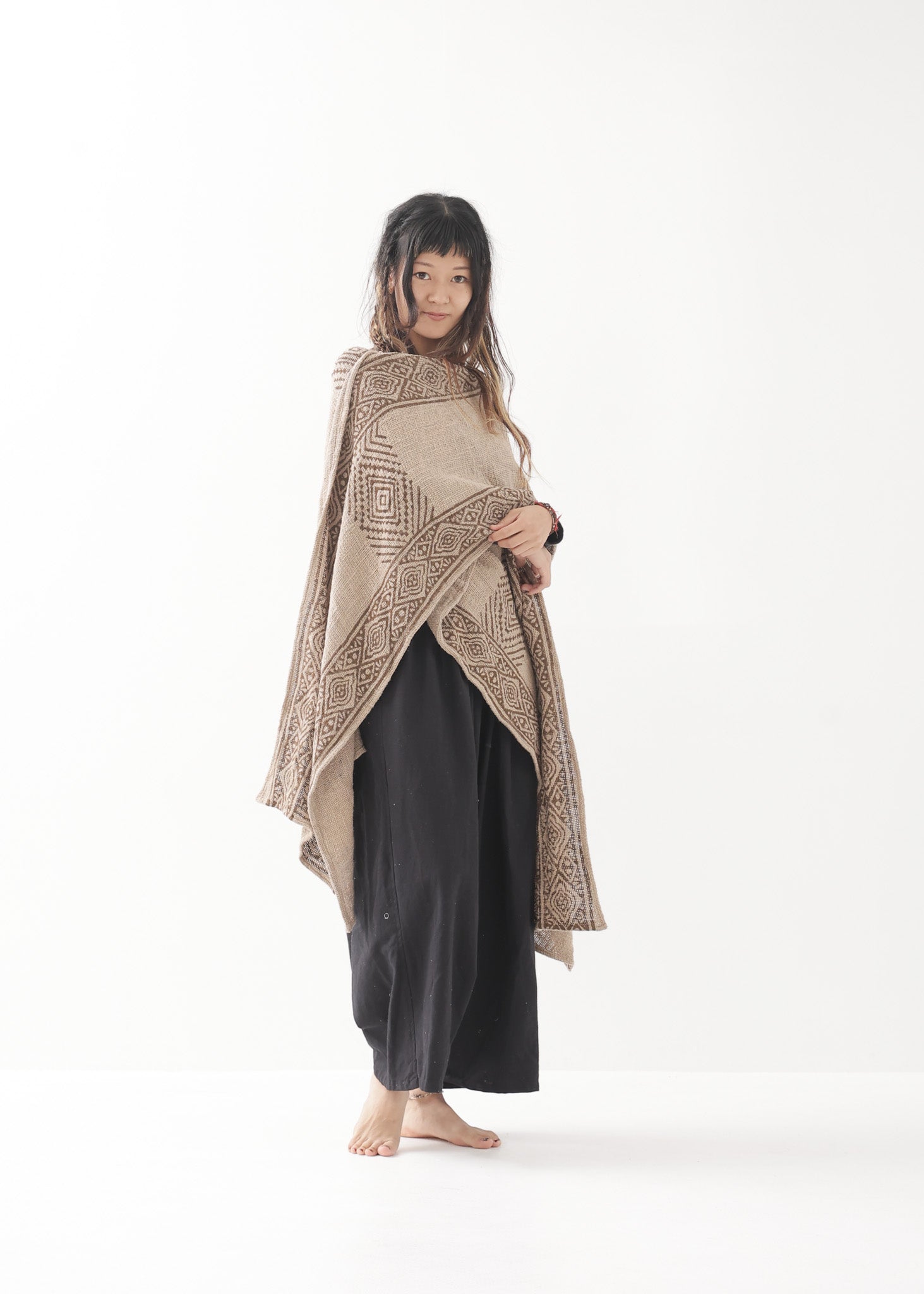 サァラ様★着物 生地 羽織り ショール イタリア デザイナー Kimono Tribal Earth] Sahara サハラ・ショール / Kimono 羽織 全3色 | KujA