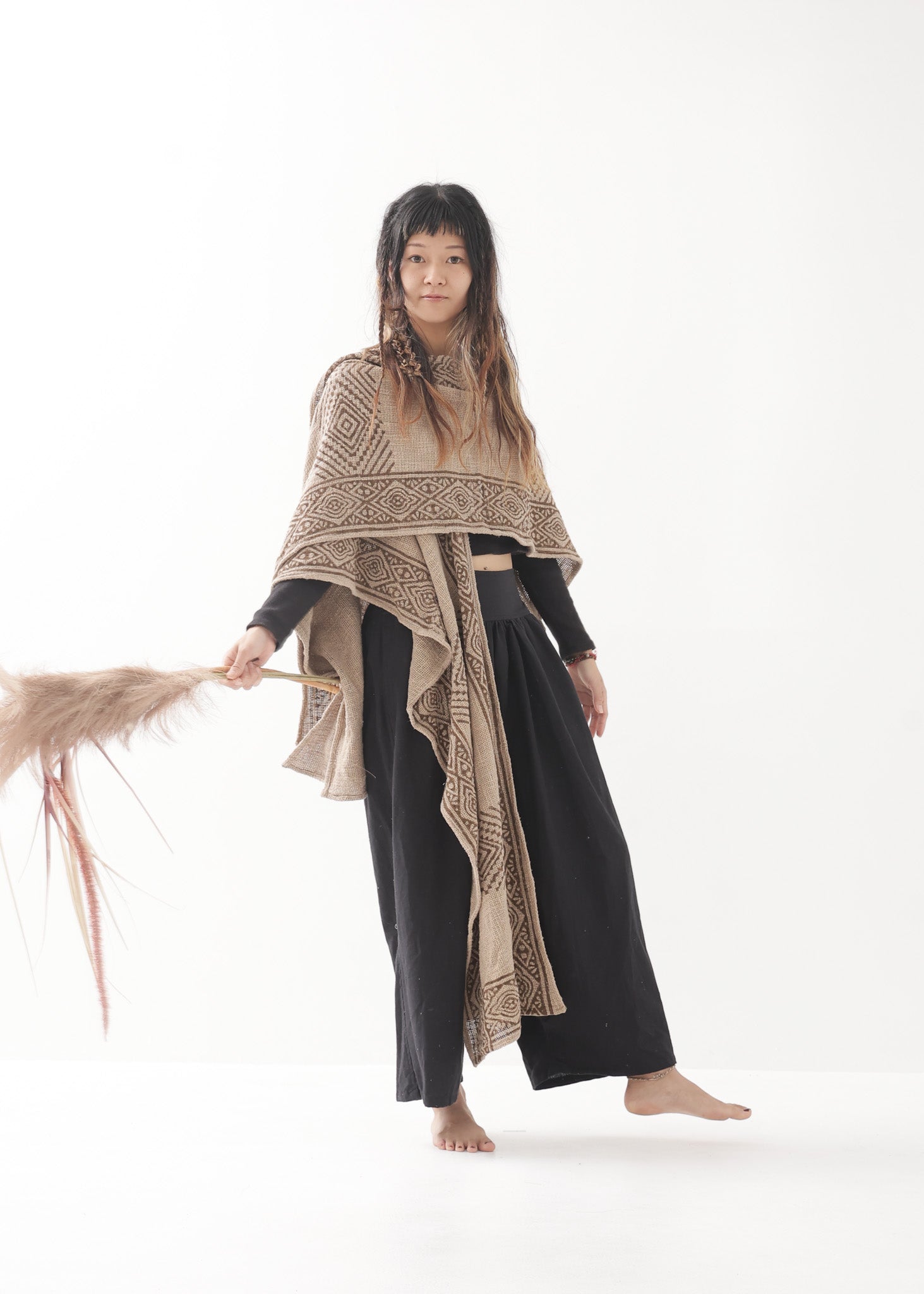 サァラ様★着物 生地 羽織り ショール イタリア デザイナー Kimono Tribal Earth] Sahara サハラ・ショール / Kimono 羽織 全3色 | KujA