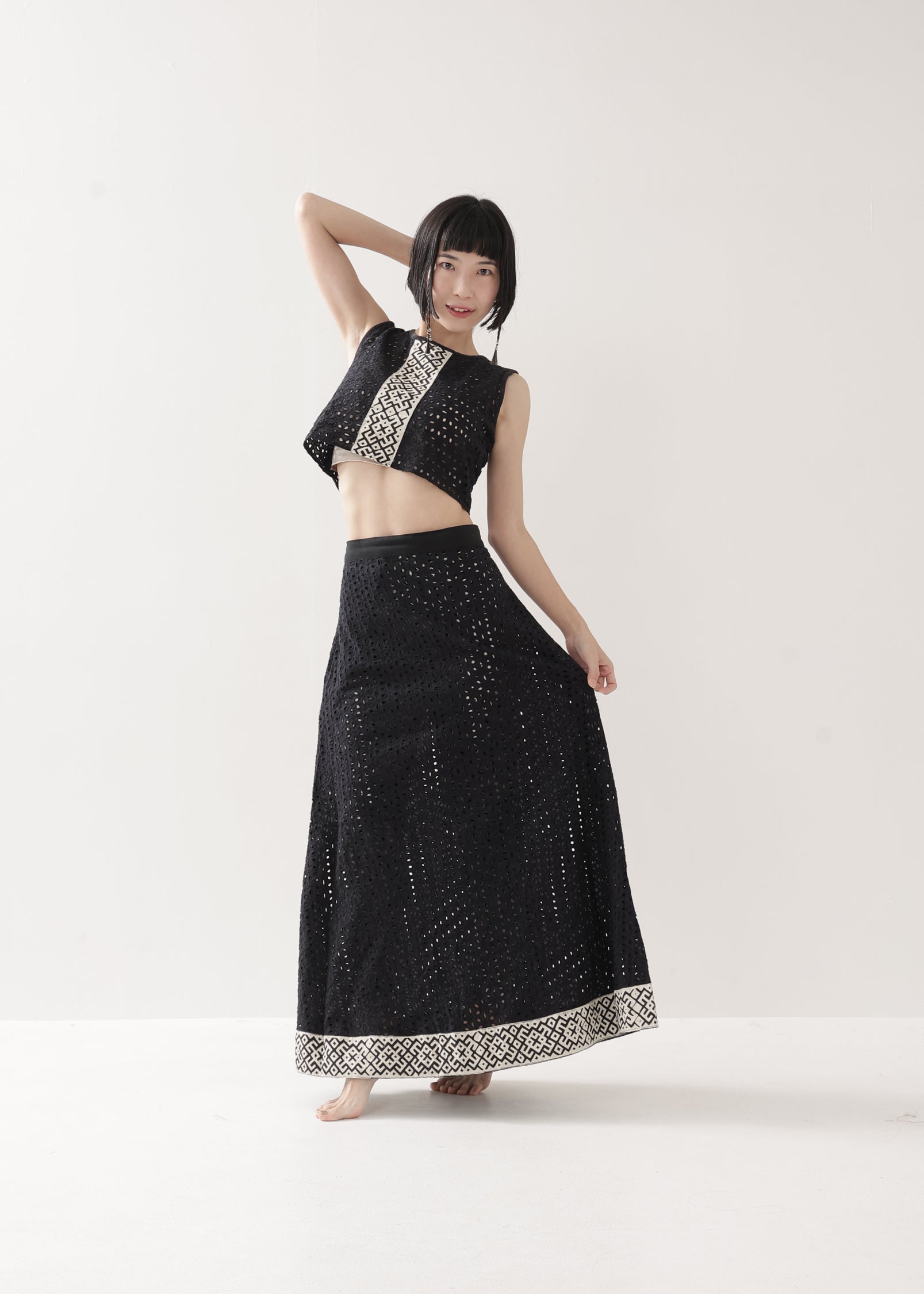 [Dragon Tail] ハコバコットン透かし編みFRACTALデザインスカート