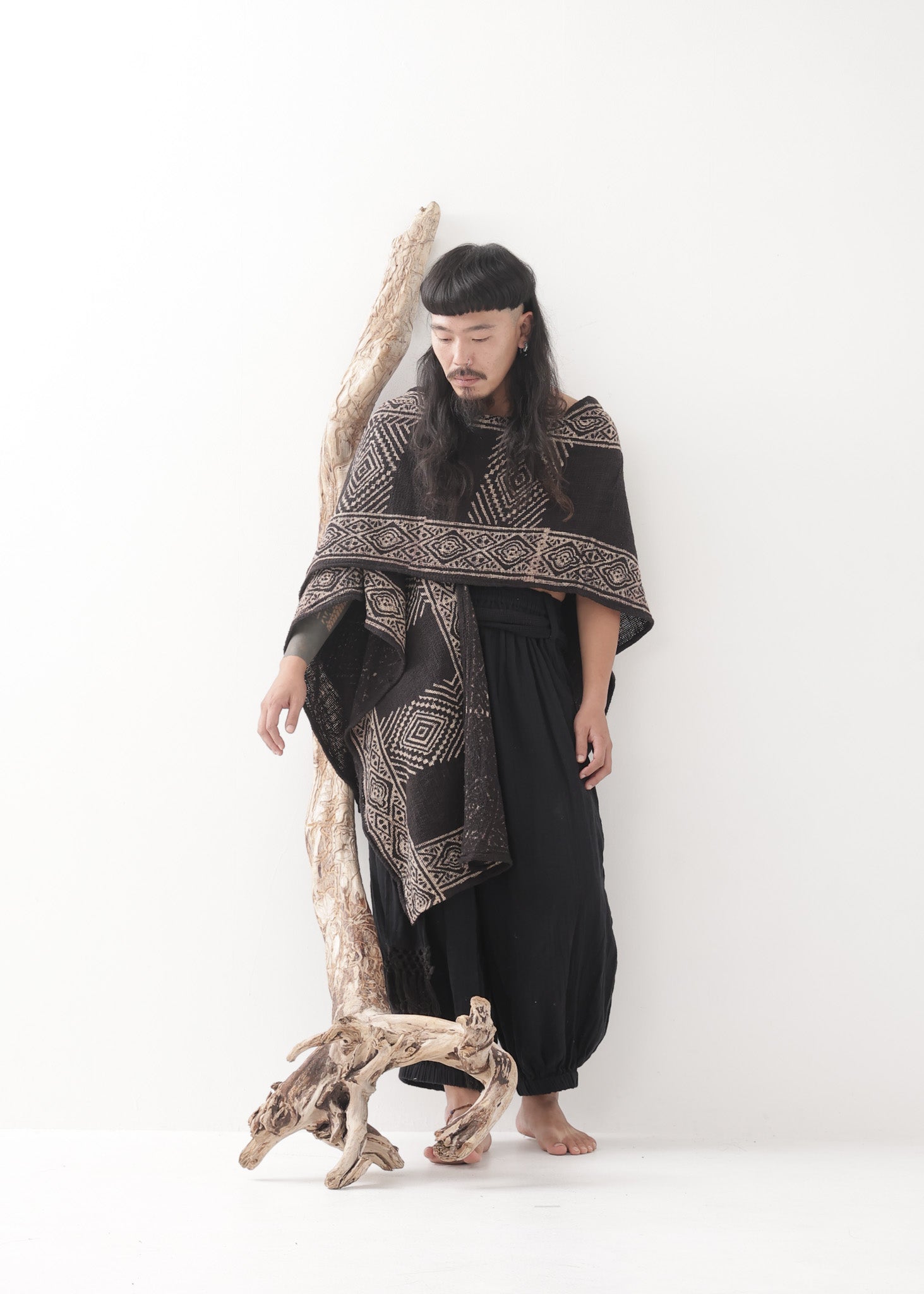 サァラ様★着物 生地 羽織り ショール イタリア デザイナー Kimono Tribal Earth] Sahara サハラ・ショール / Kimono 羽織 全3色 | KujA