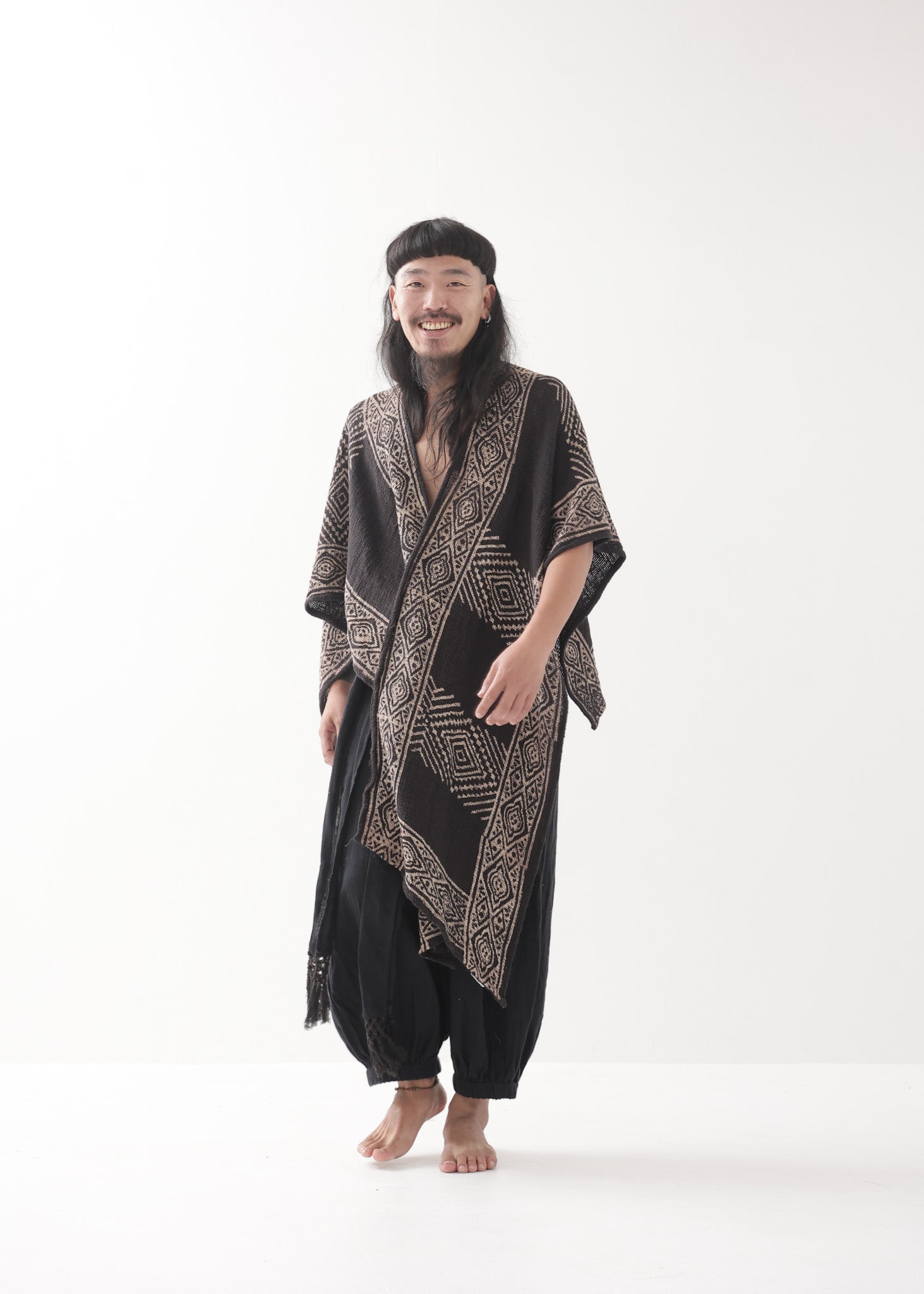 サァラ様★着物 生地 羽織り ショール イタリア デザイナー Kimono Tribal Earth] Sahara サハラ・ショール / Kimono 羽織 全3色 | KujA