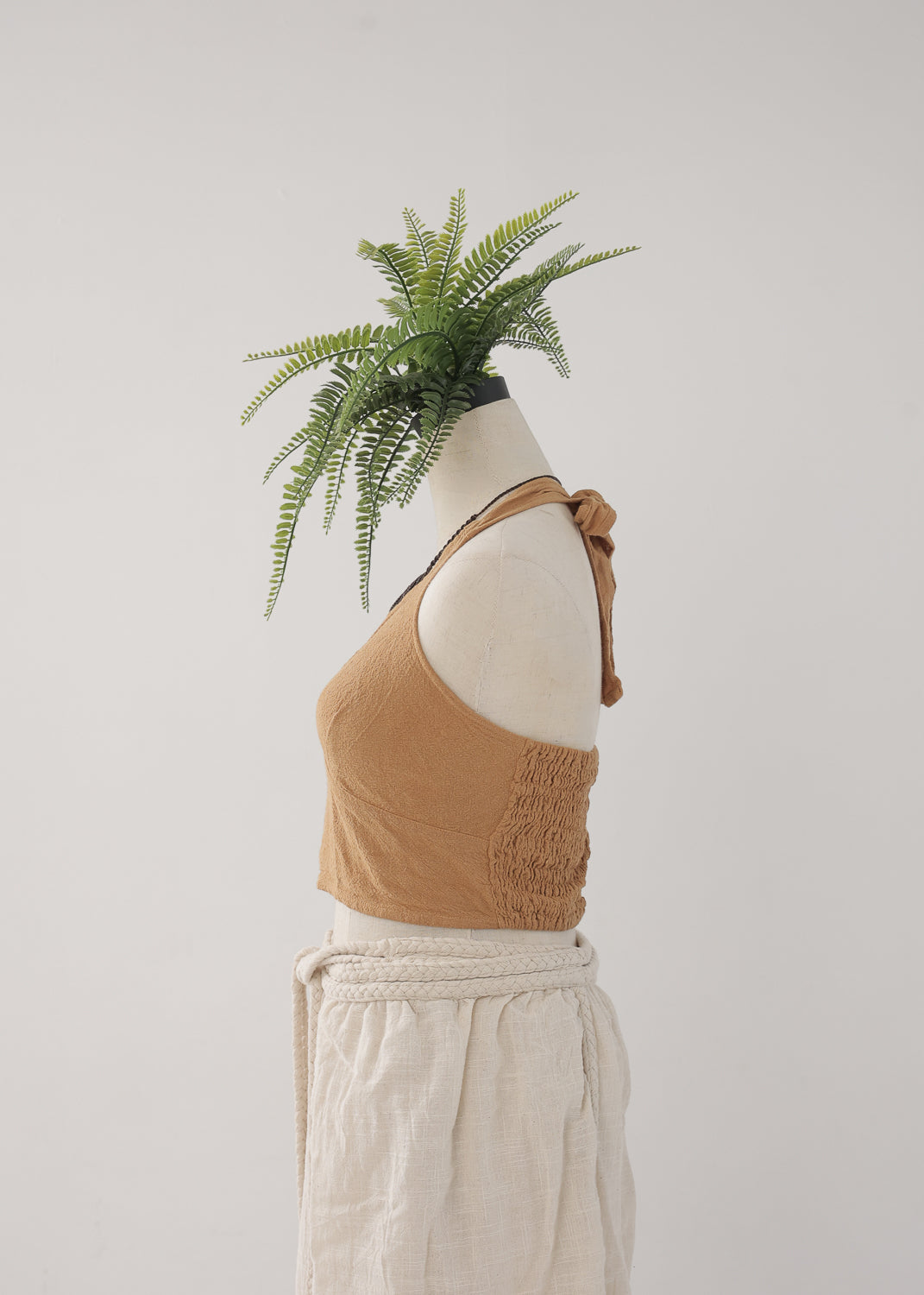 [Khadi of Love / 草木染め] Vネックホルター・クロップドトップス 全3色