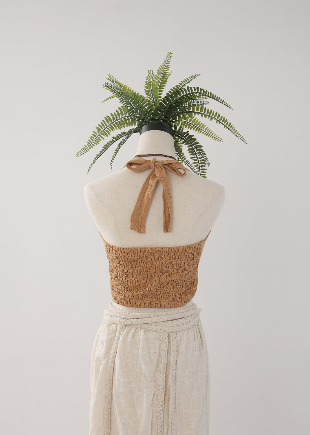 [Khadi of Love / 草木染め] Vネックホルター・クロップドトップス 全3色
