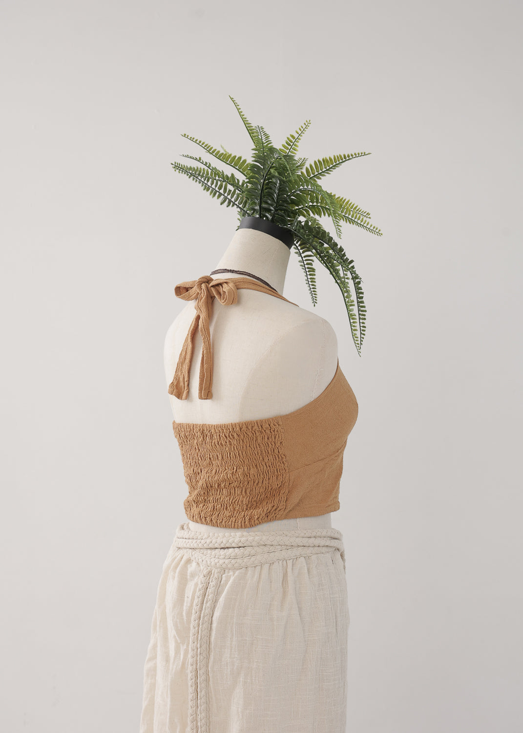 [Khadi of Love / 草木染め] Vネックホルター・クロップドトップス 全3色