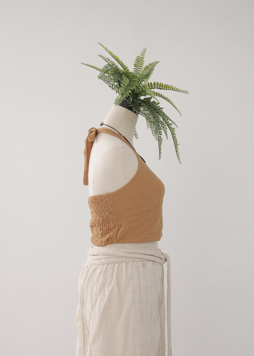[Khadi of Love / 草木染め] Vネックホルター・クロップドトップス 全3色
