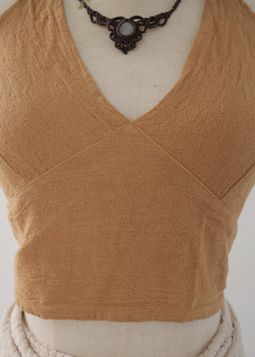 [Khadi of Love / 草木染め] Vネックホルター・クロップドトップス 全3色