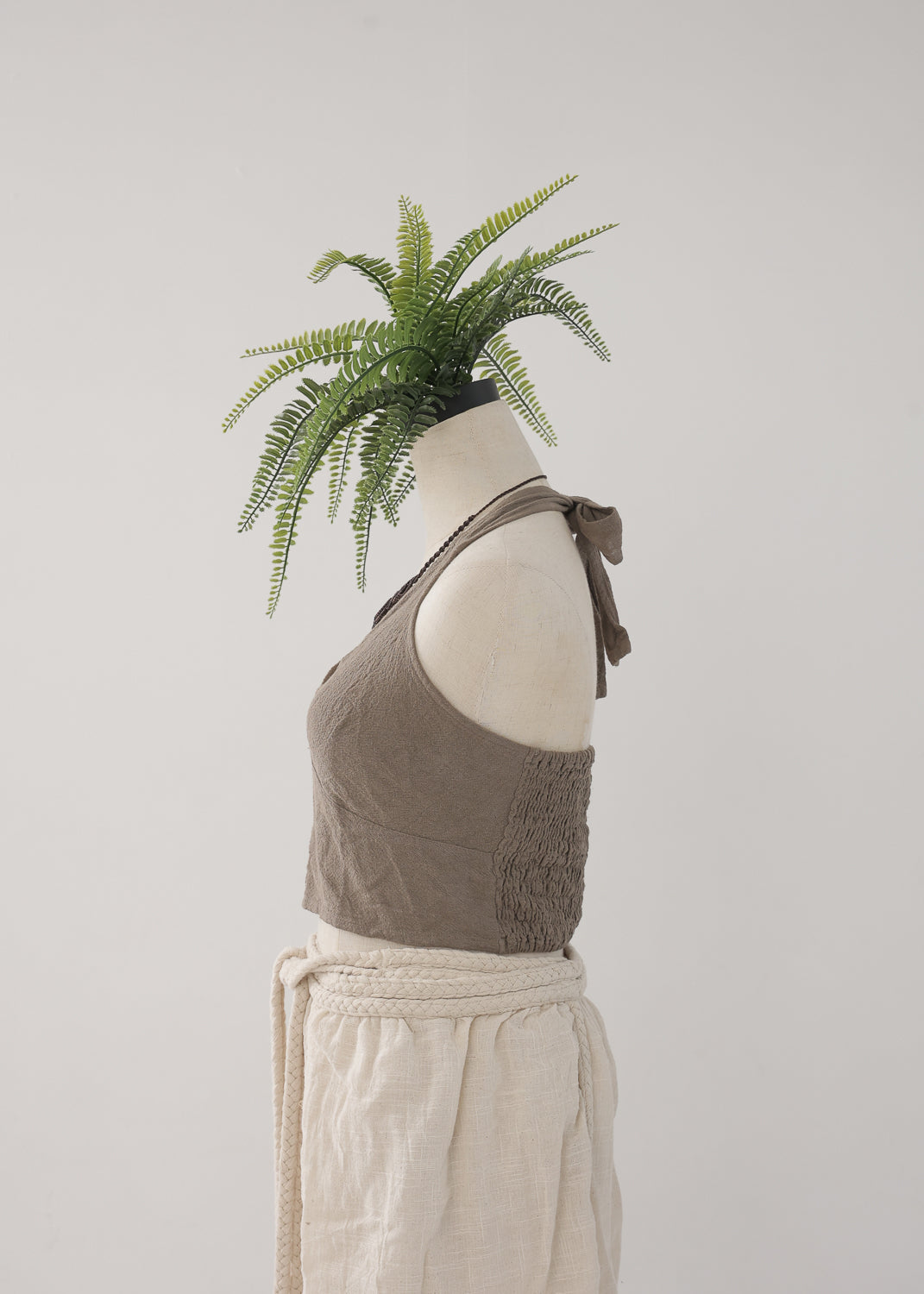 [Khadi of Love / 草木染め] Vネックホルター・クロップドトップス 全3色