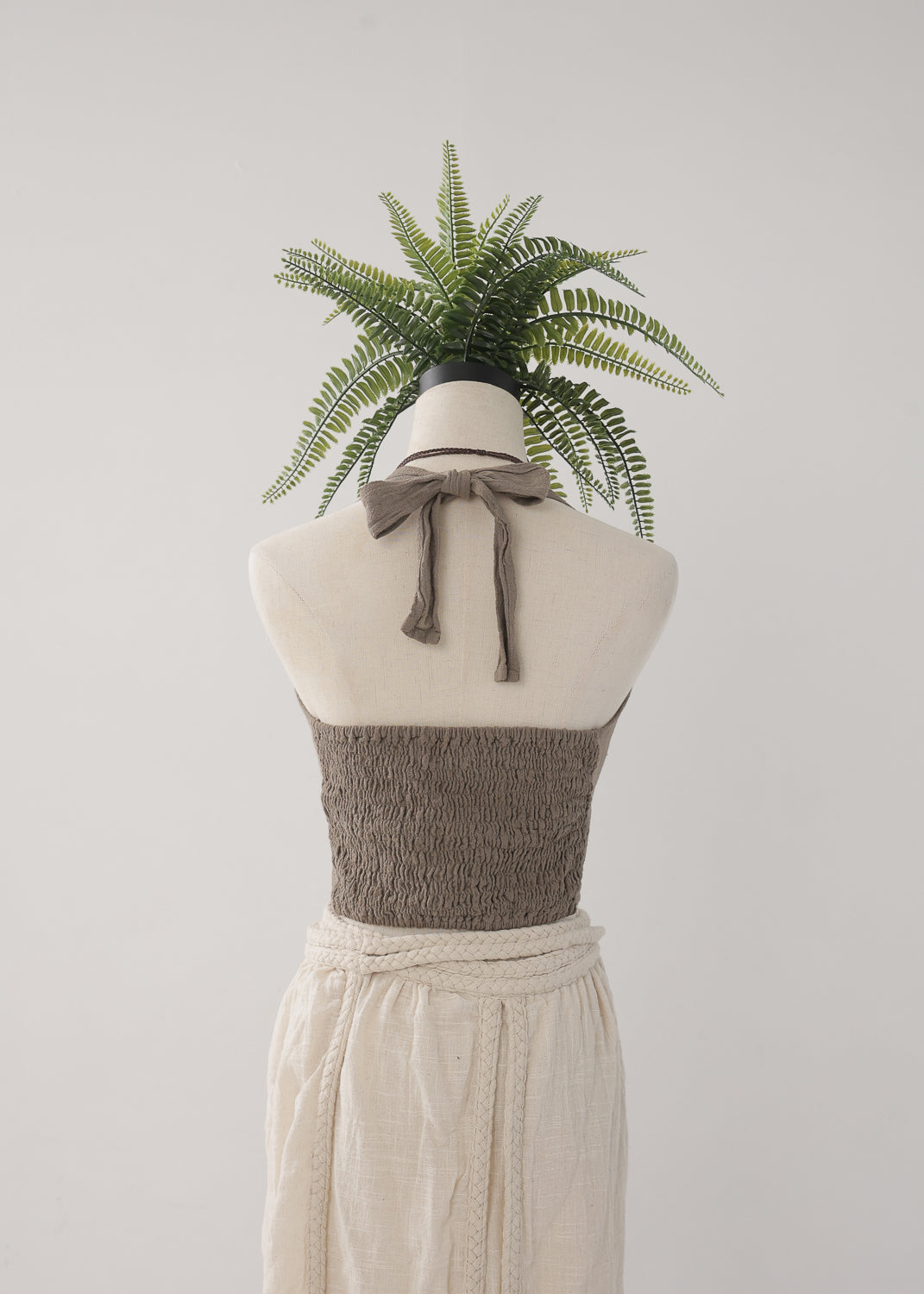 [Khadi of Love / 草木染め] Vネックホルター・クロップドトップス 全3色