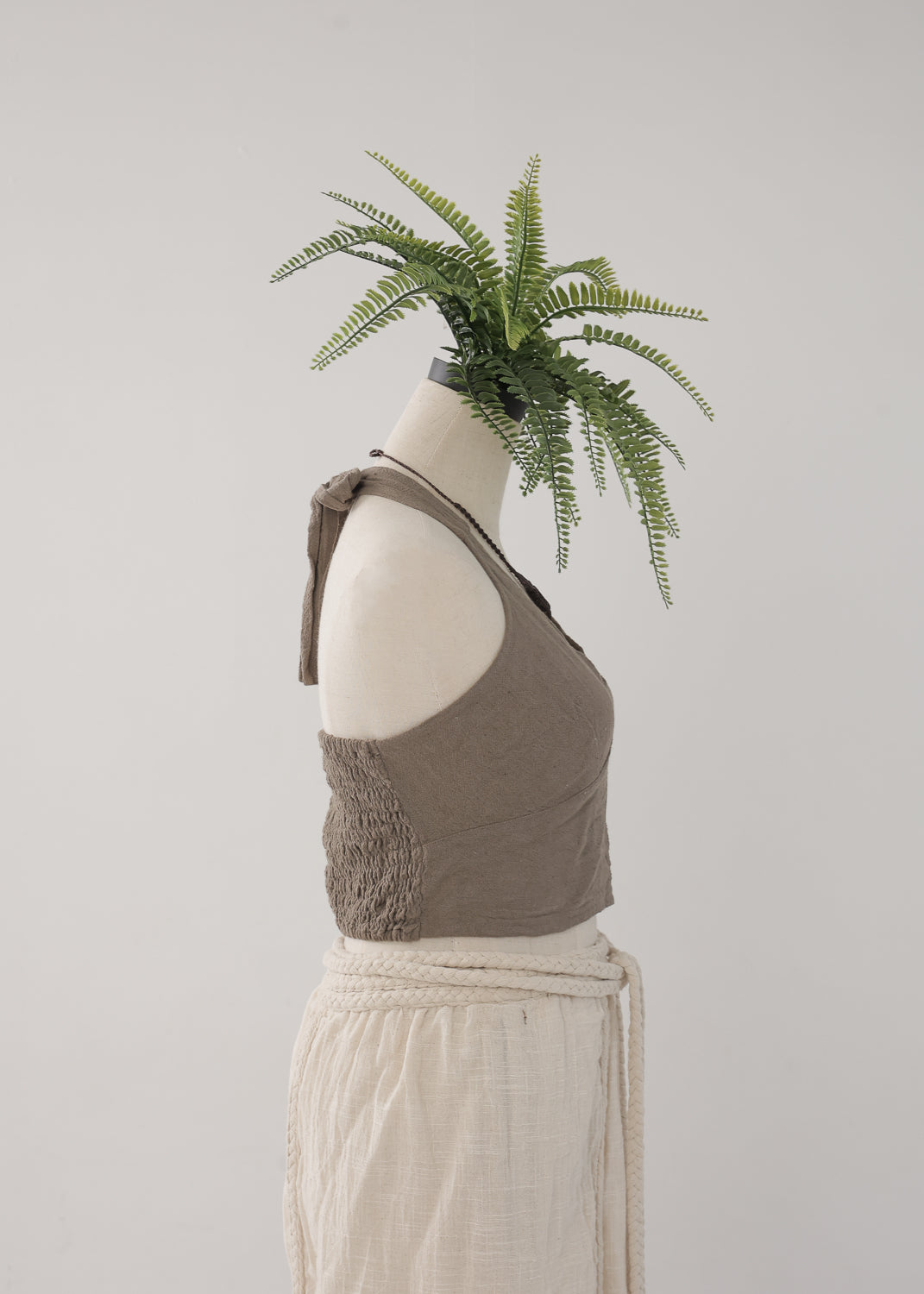 [Khadi of Love / 草木染め] Vネックホルター・クロップドトップス 全3色