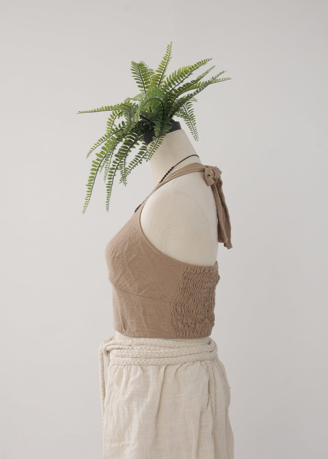 [Khadi of Love / 草木染め] Vネックホルター・クロップドトップス 全3色