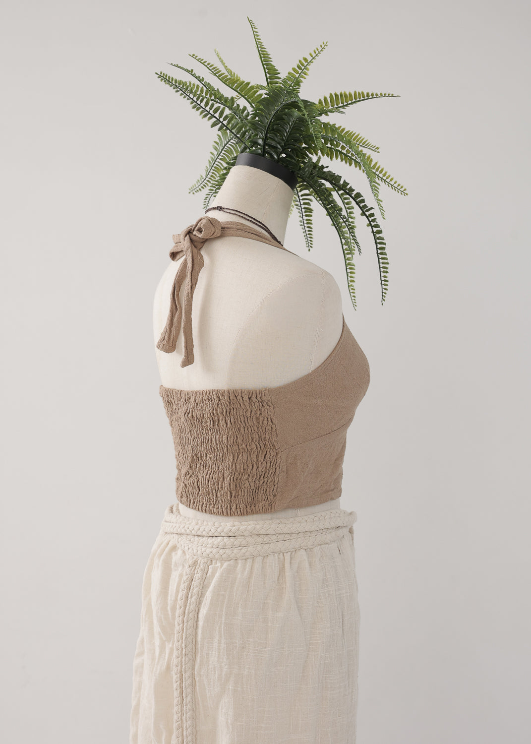 [Khadi of Love / 草木染め] Vネックホルター・クロップドトップス 全3色