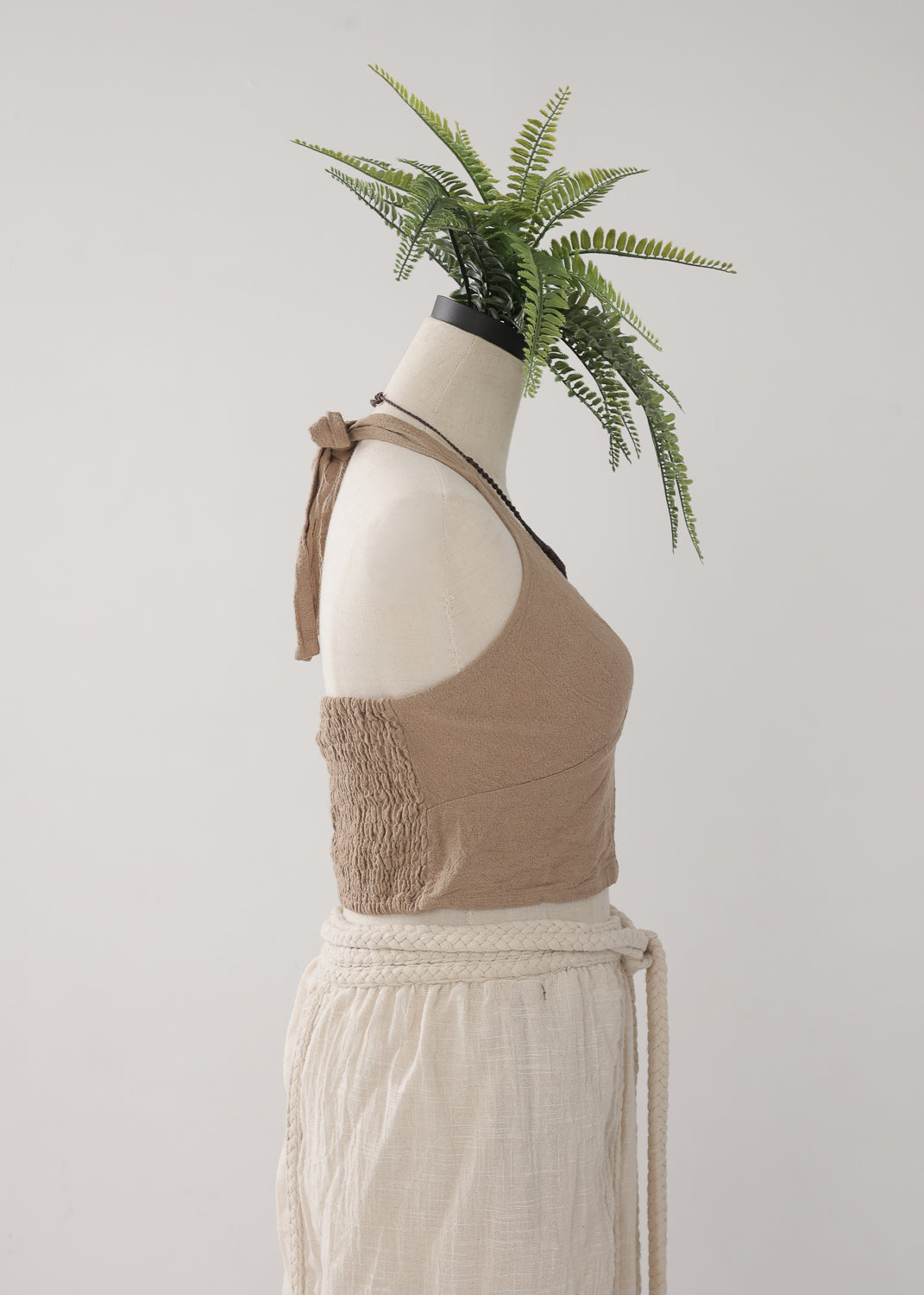[Khadi of Love / 草木染め] Vネックホルター・クロップドトップス 全3色