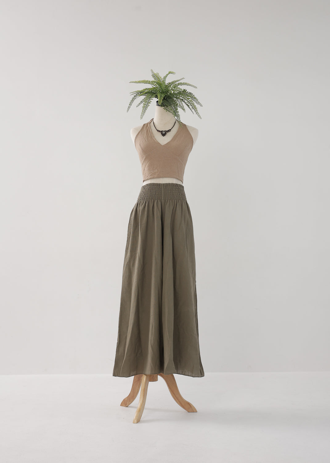 [Khadi of Love / 草木染め] Vネックホルター・クロップドトップス 全3色