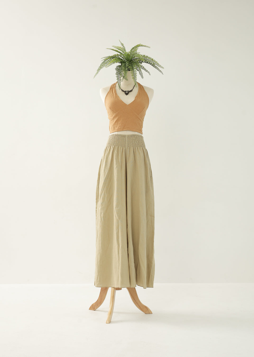 [Khadi of Love / 草木染め] Vネックホルター・クロップドトップス 全3色