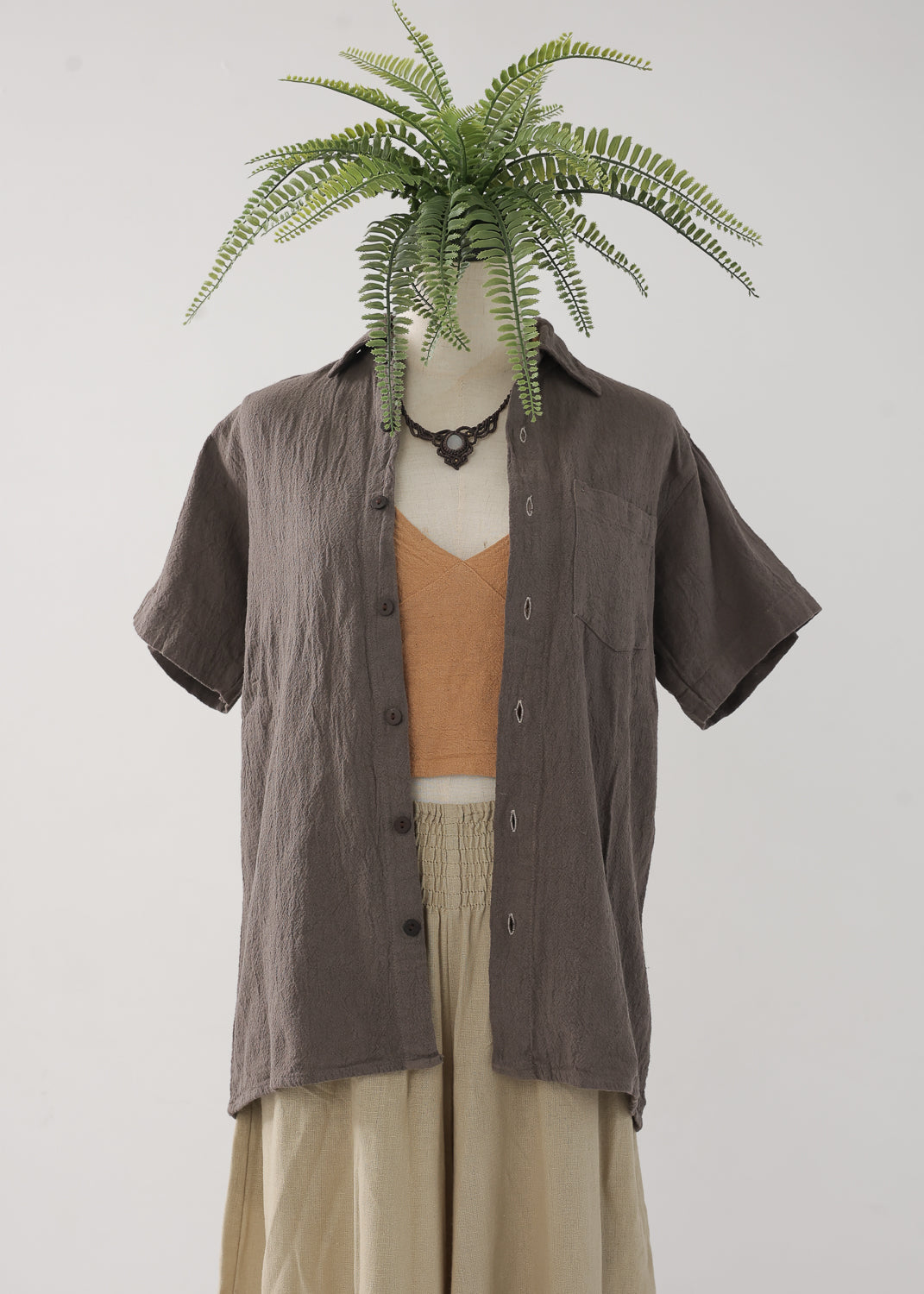 [Khadi of Love /ユニセックス] 草木染め・リラックスカディシャツ 全3色