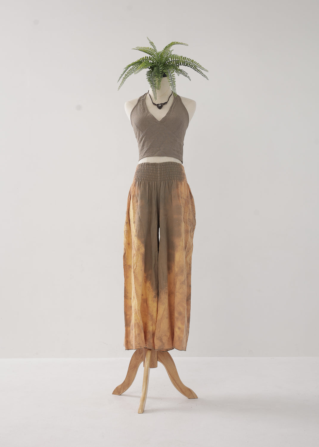 [Khadi of Love / 草木染め] Vネックホルター・クロップドトップス 全3色