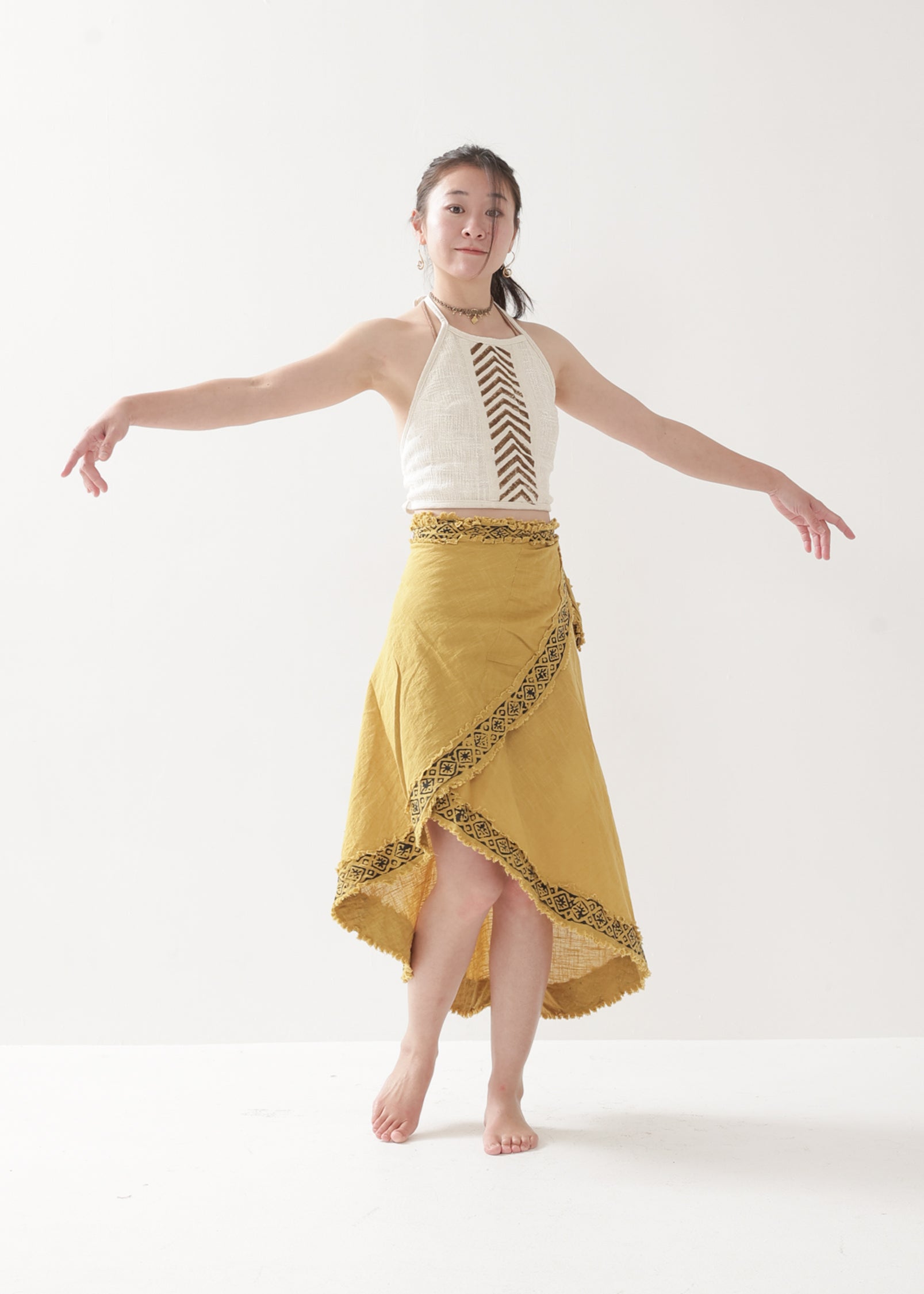 [Tribal Earth] カディコットン草木染めブレンド / ラップスカート全２色