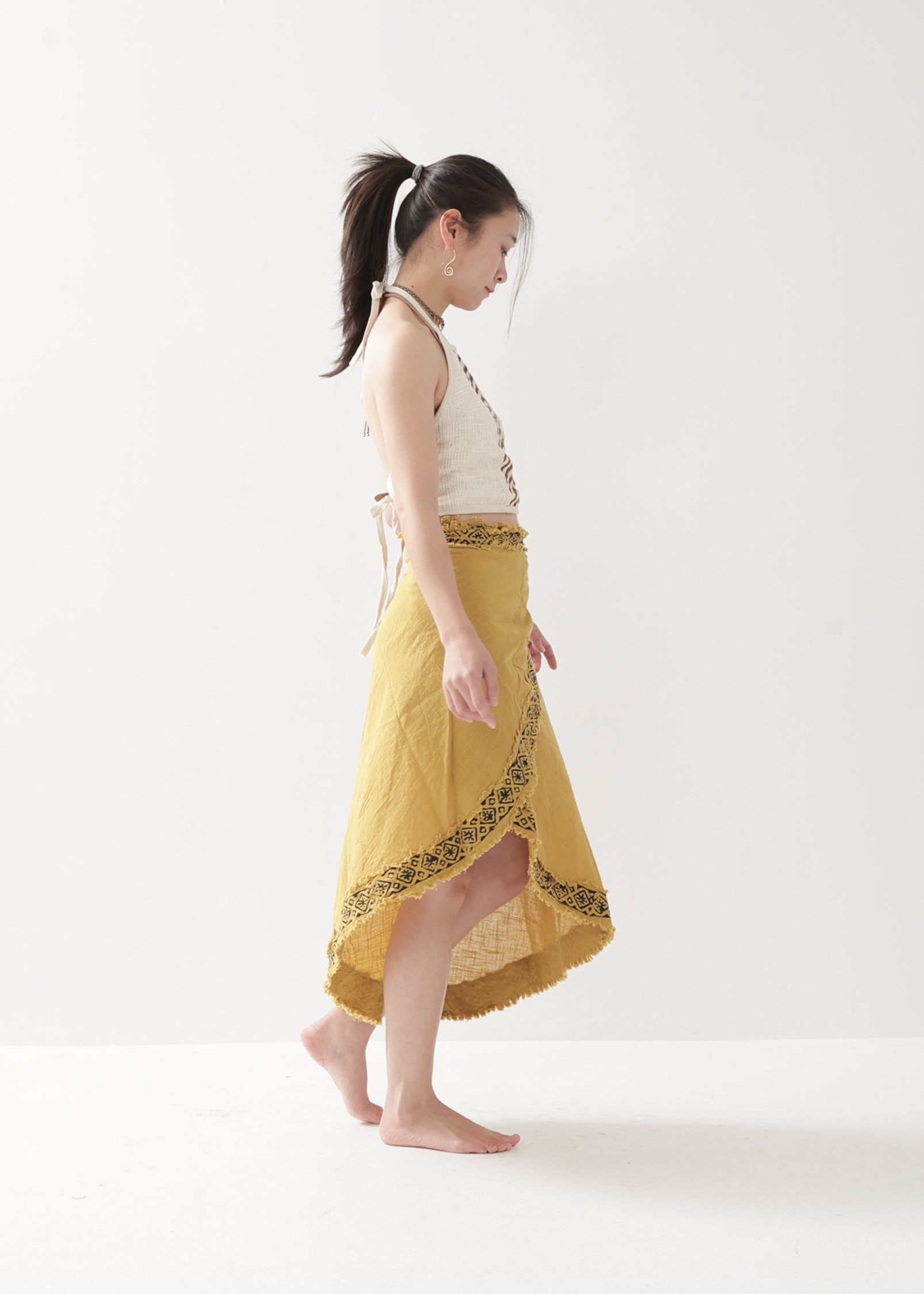 [Tribal Earth] カディコットン草木染めブレンド / ラップスカート全２色