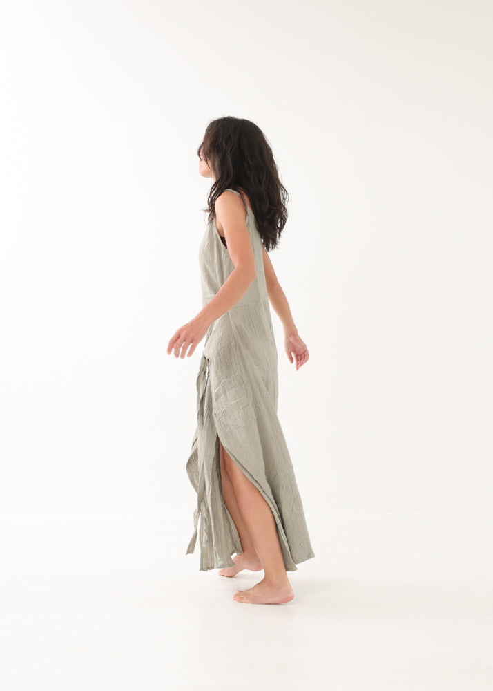 [Nature Flow] 平織りクレープ / 2WAYエプロンドレス（Sage Green）