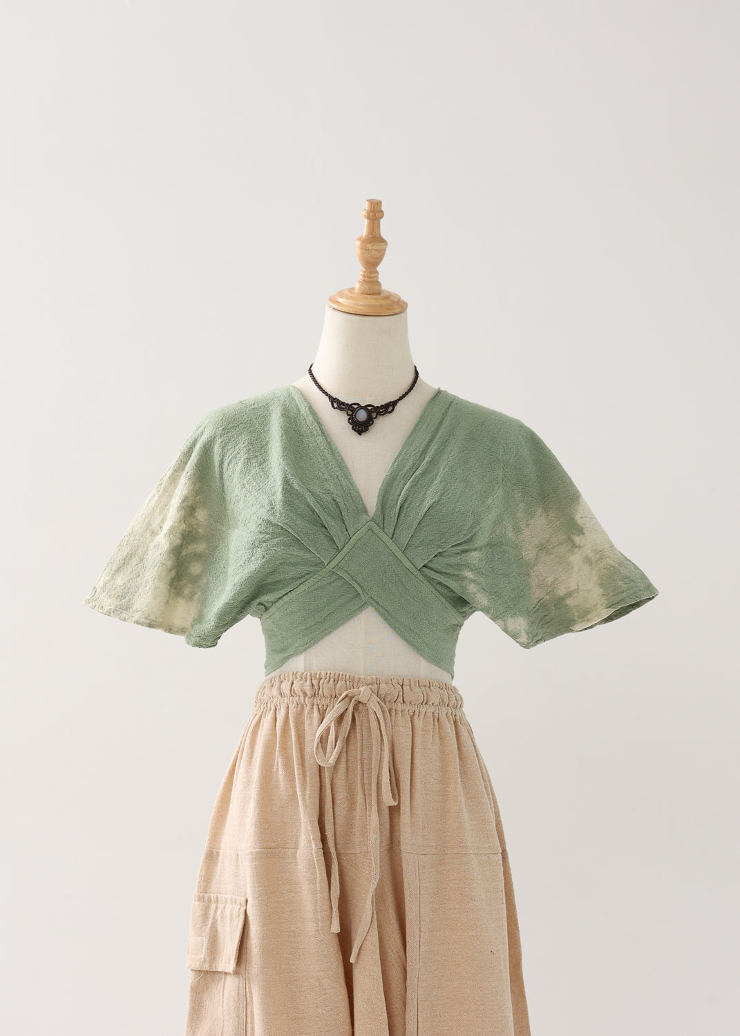 [Khadi of Love] バックノット・ カイトスリーブトップス (草木染め/全２色)