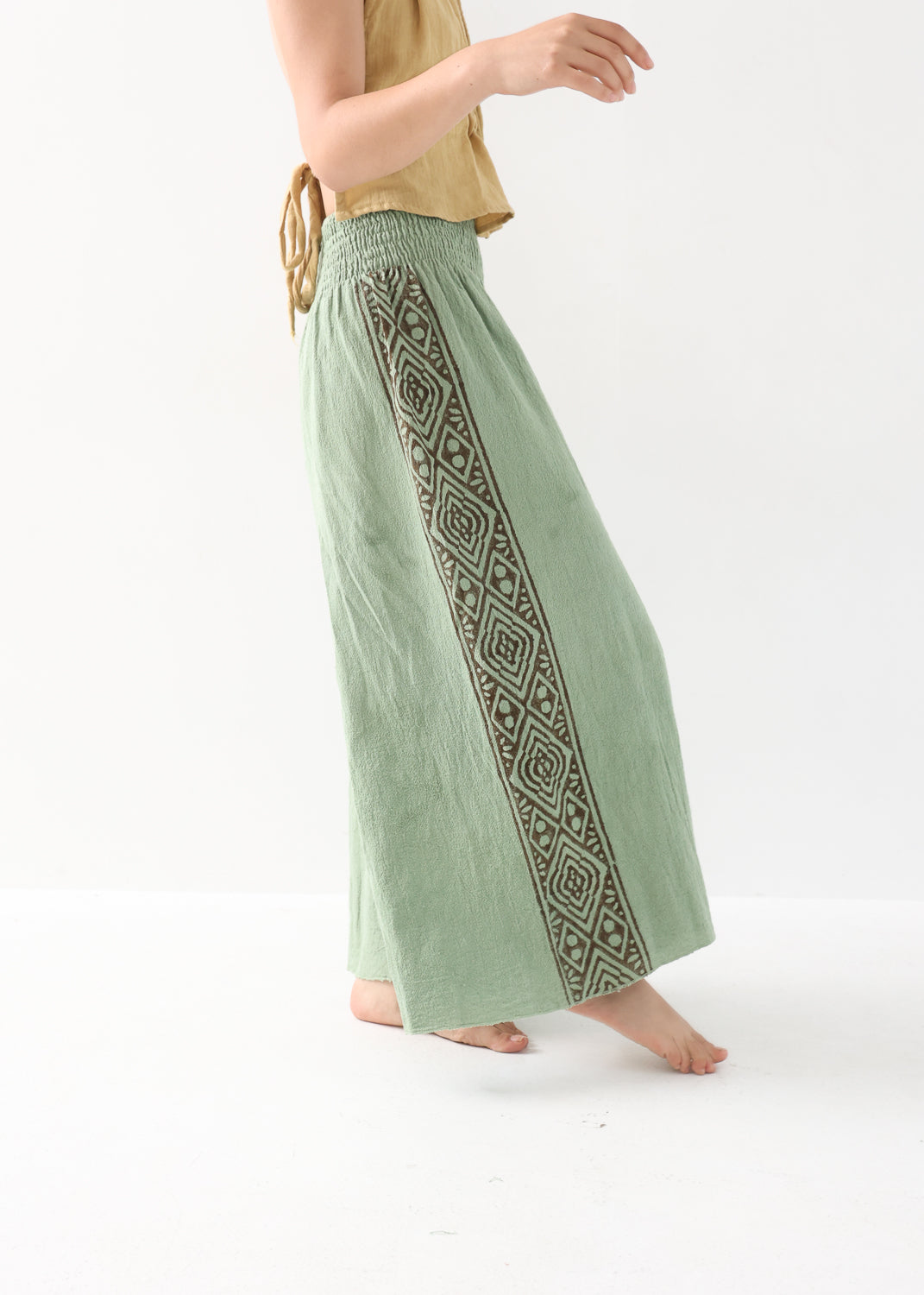 [Tribal Earth] サイドブロック high waist ワイドフレアパンツ 全2色