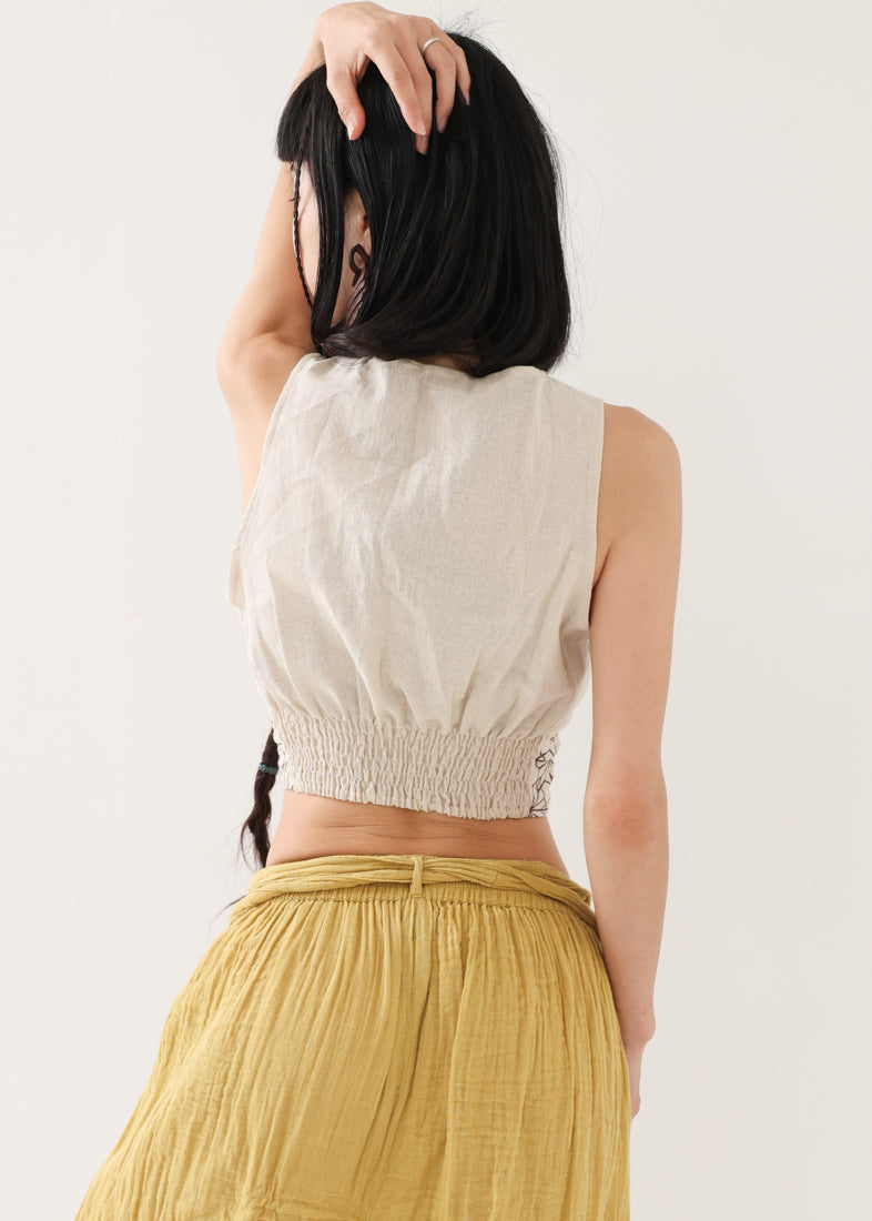 [紡生/TSUMUGI] 麻の葉 ジオメトリック・クロップド・ビスチェ