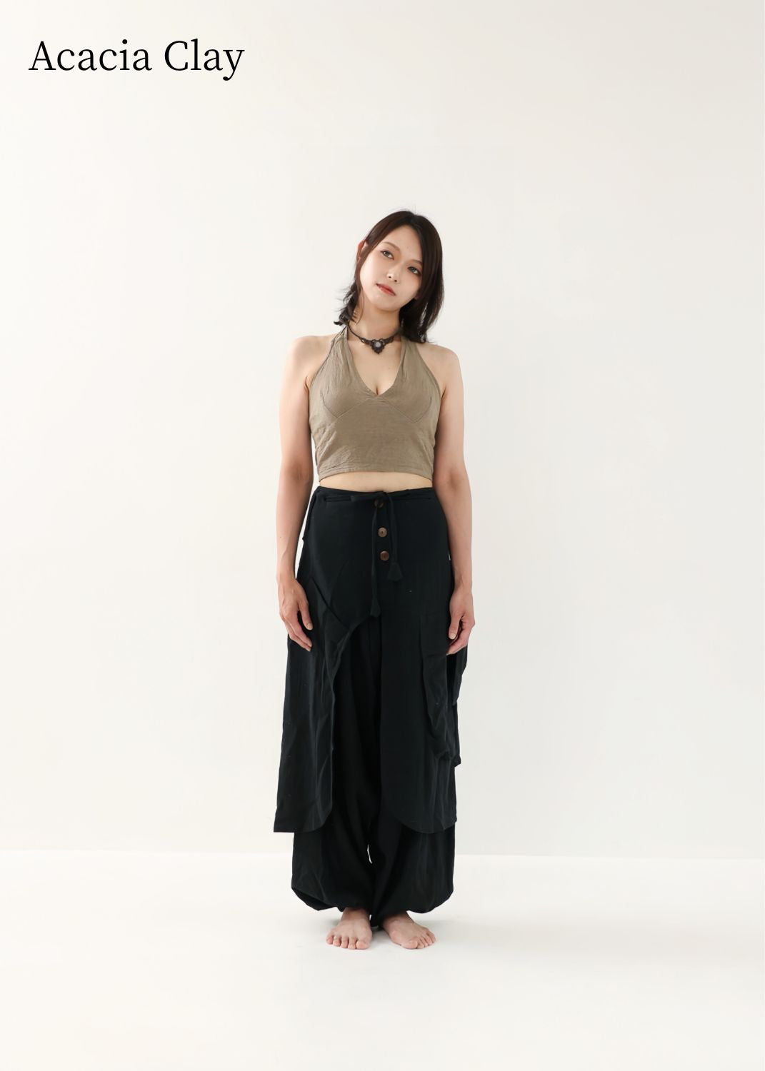 [Khadi of Love / 草木染め] Vネックホルター・クロップドトップス 全3色
