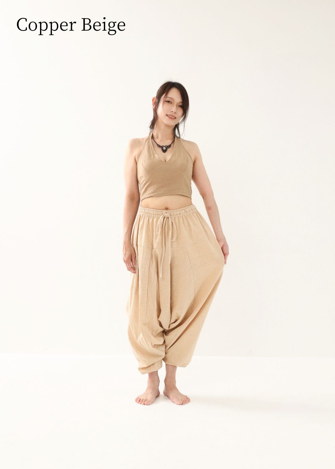 [Khadi of Love / 草木染め] Vネックホルター・クロップドトップス 全3色