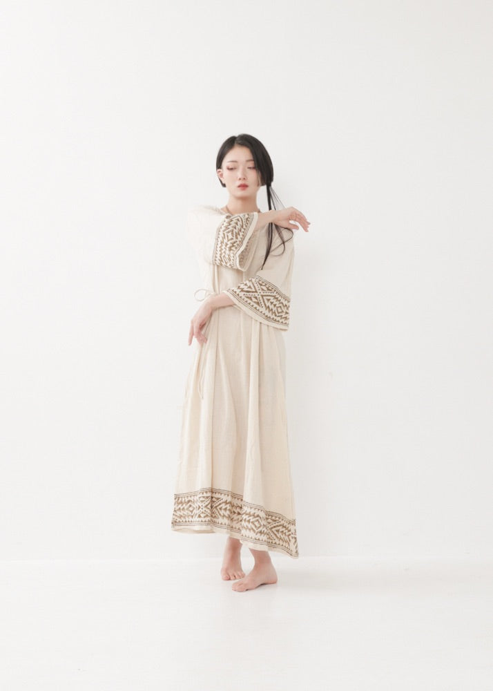 [NAZCA] Rawコットン・ オルテガドレス 七分袖