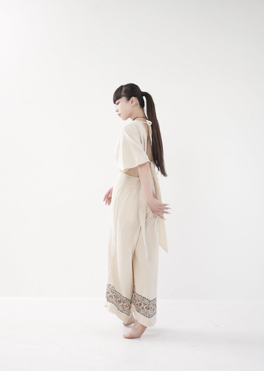 [Tribal Earth] 裾ブロック・スムースフレアガウチョ