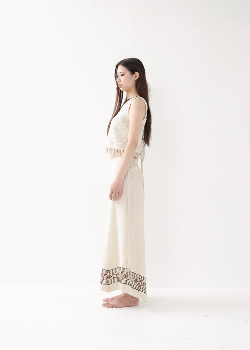 [Tribal Earth] 裾ブロック・スムースフレアガウチョ