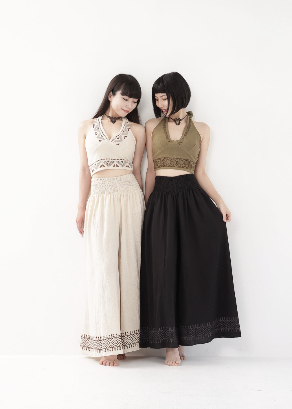 [Tribal Earth] ナチュラルギャザー・high waist ワイドフレアパンツ 全2色