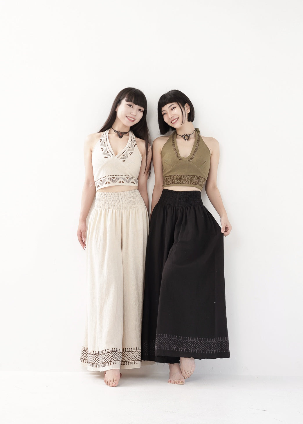 [Tribal Earth] ナチュラルギャザー・high waist ワイドフレアパンツ 全2色