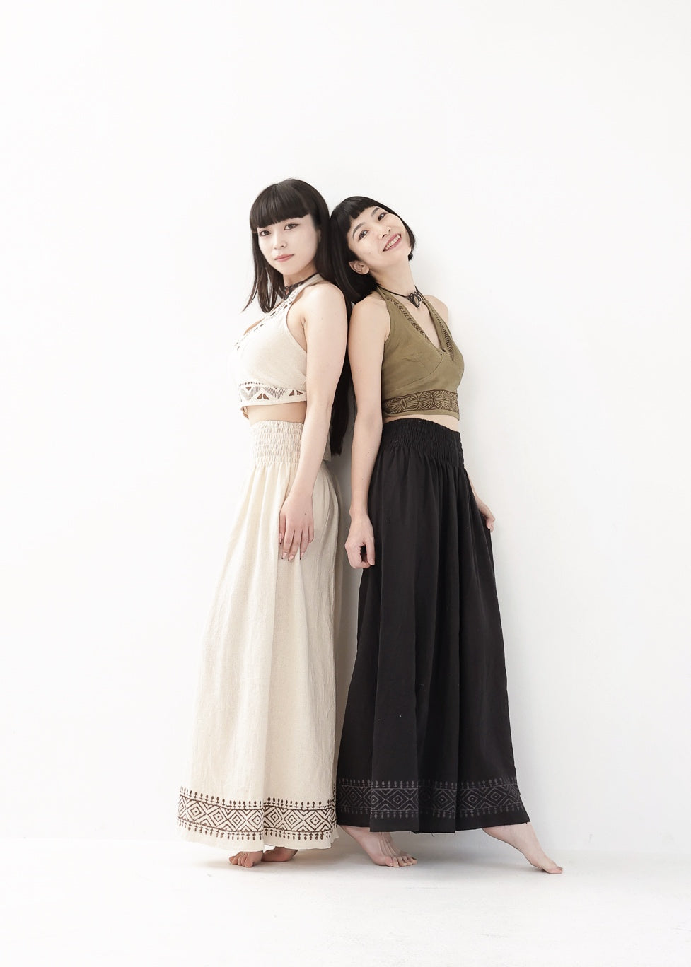 [Tribal Earth] ナチュラルギャザー・high waist ワイドフレアパンツ 全2色