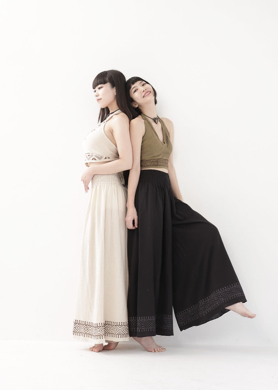 [Tribal Earth] ナチュラルギャザー・high waist ワイドフレアパンツ 全2色