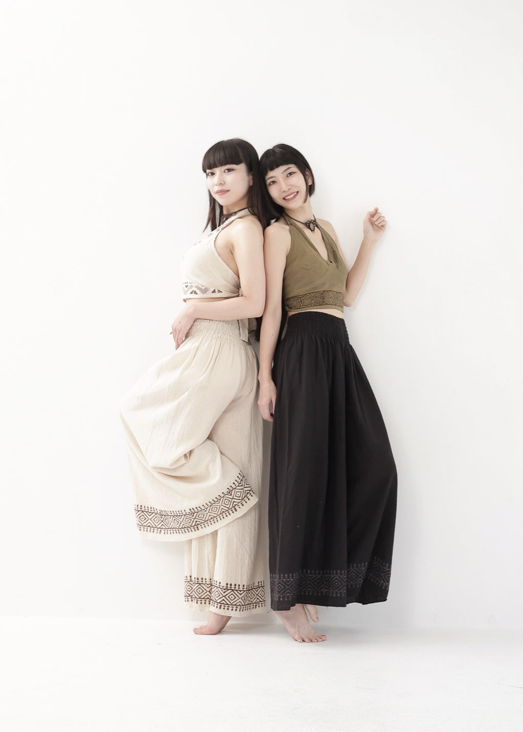 [Tribal Earth] ナチュラルギャザー・high waist ワイドフレアパンツ 全2色