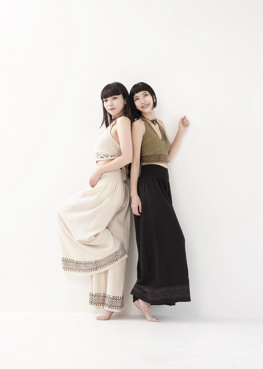 [Tribal Earth] ナチュラルギャザー・high waist ワイドフレアパンツ 全2色