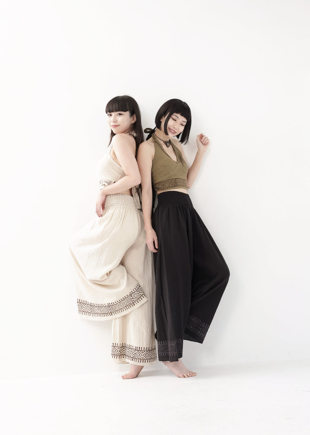 [Tribal Earth] ナチュラルギャザー・high waist ワイドフレアパンツ 全2色