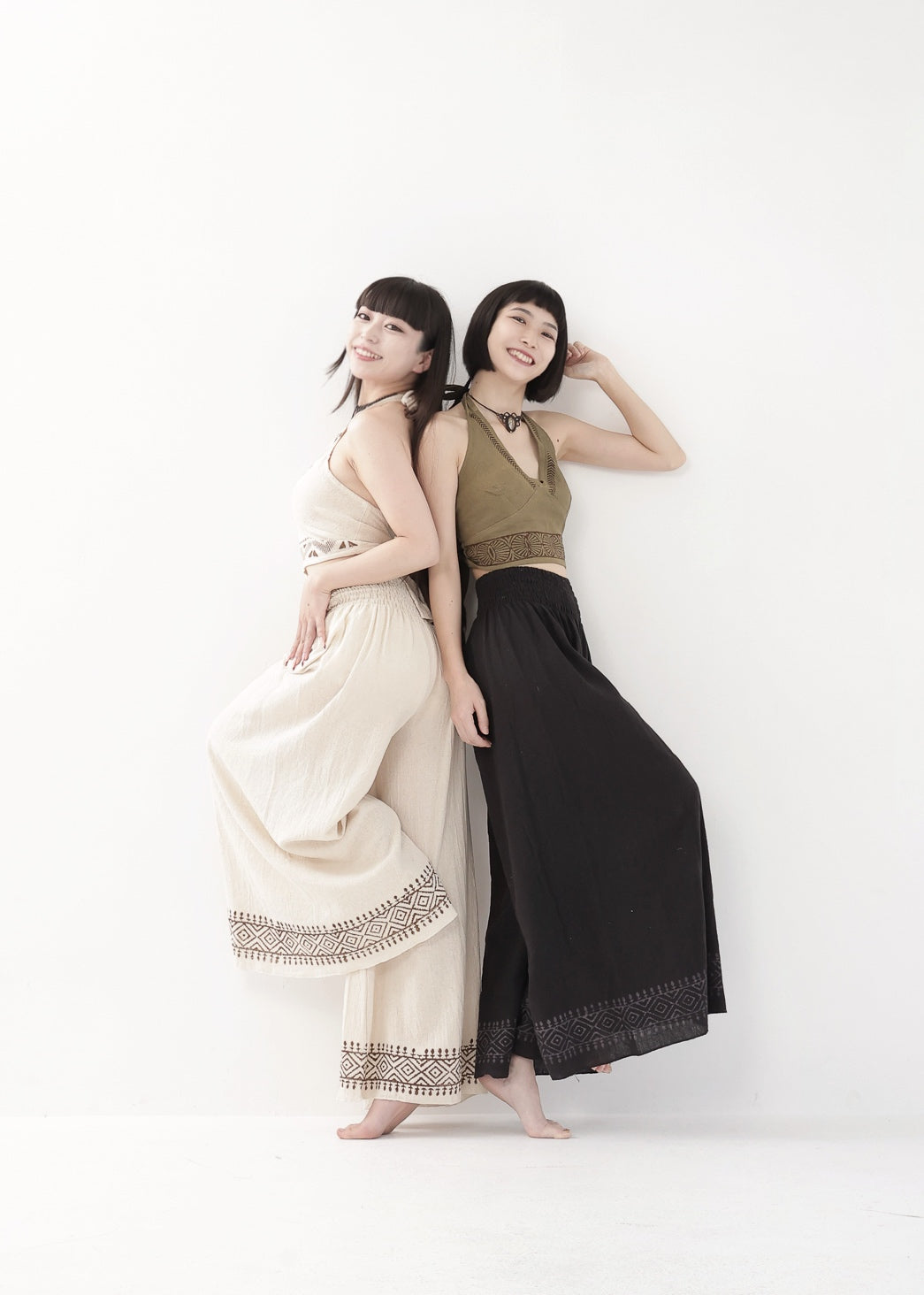 [Tribal Earth] ナチュラルギャザー・high waist ワイドフレアパンツ 全2色