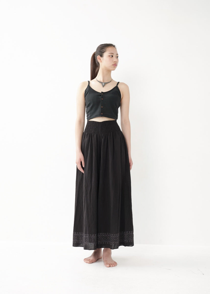 [Tribal Earth] ナチュラルギャザー・high waist ワイドフレアパンツ 全2色