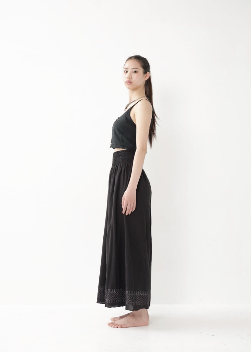 [Tribal Earth] ナチュラルギャザー・high waist ワイドフレアパンツ 全2色