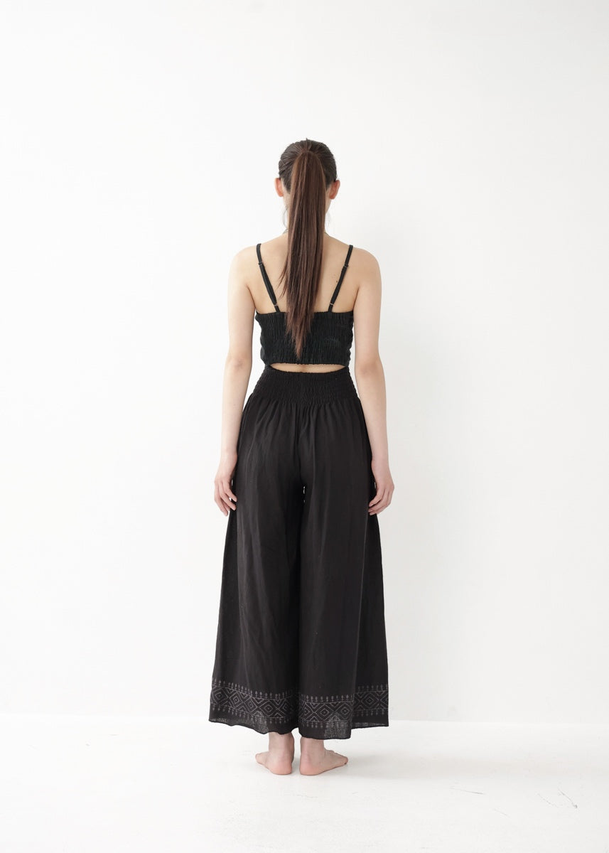 [Tribal Earth] ナチュラルギャザー・high waist ワイドフレアパンツ 全2色